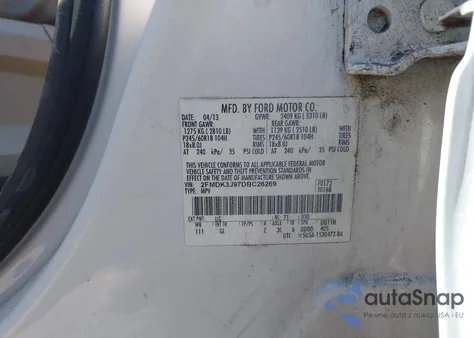 2013 Ford Edge Sel z USA, uszkodzony, nr VIN 2FMDK3J97DBC26269